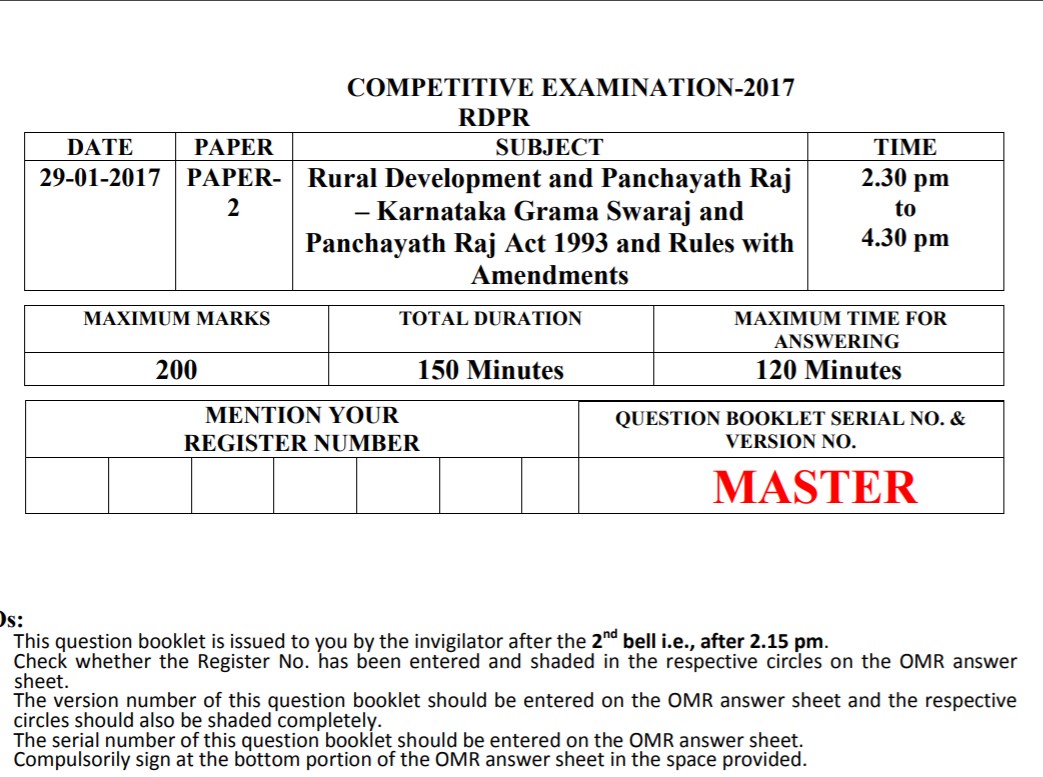 PDO Old Question Papers in Kannada- Sarakarijobs Study Materials 1
