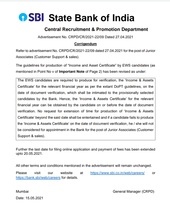 SBI : 5237 ಕ್ಲರ್ಕ್ ಹುದ್ದೆ ಅರ್ಜಿ ಸಲ್ಲಿಕೆ ಅವಧಿ ವಿಸ್ತರಣೆ